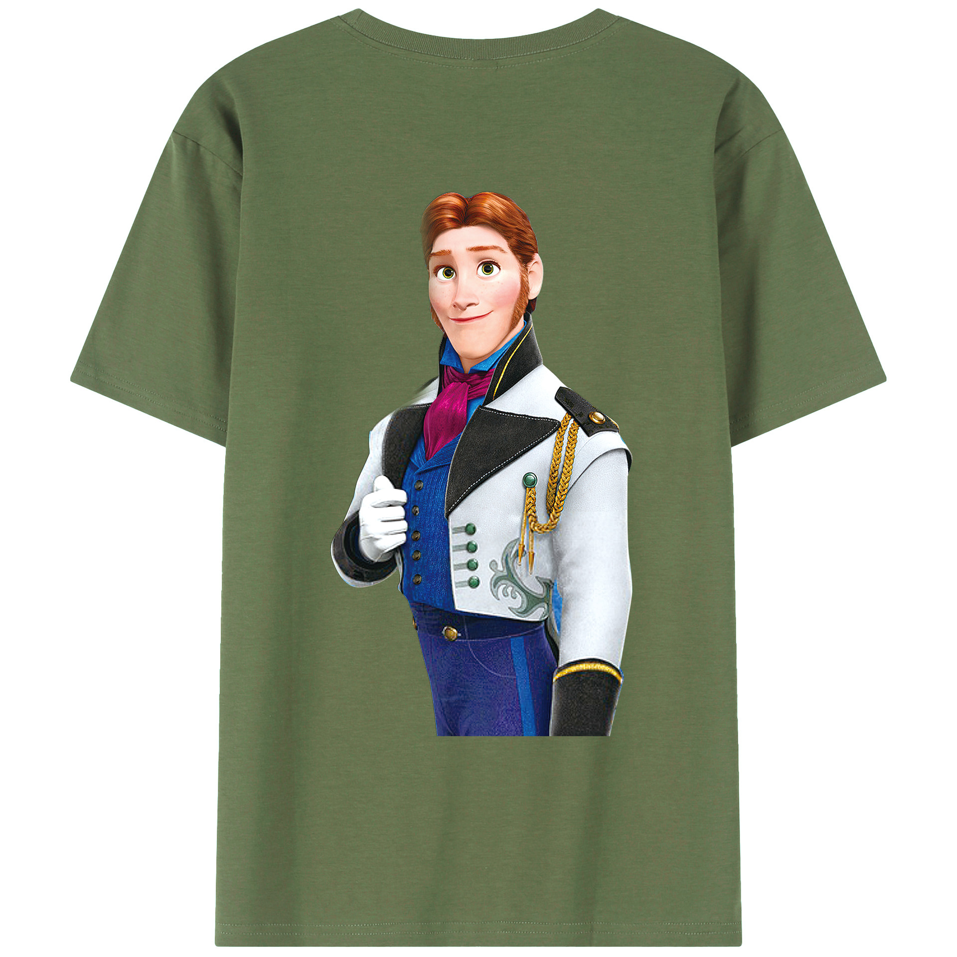 （画像用） アナと雪の女王 アンナ エルサ Frozen Anna Elsa 綿100％ メンズ半袖Tシャツ（バックプリント） 通気性